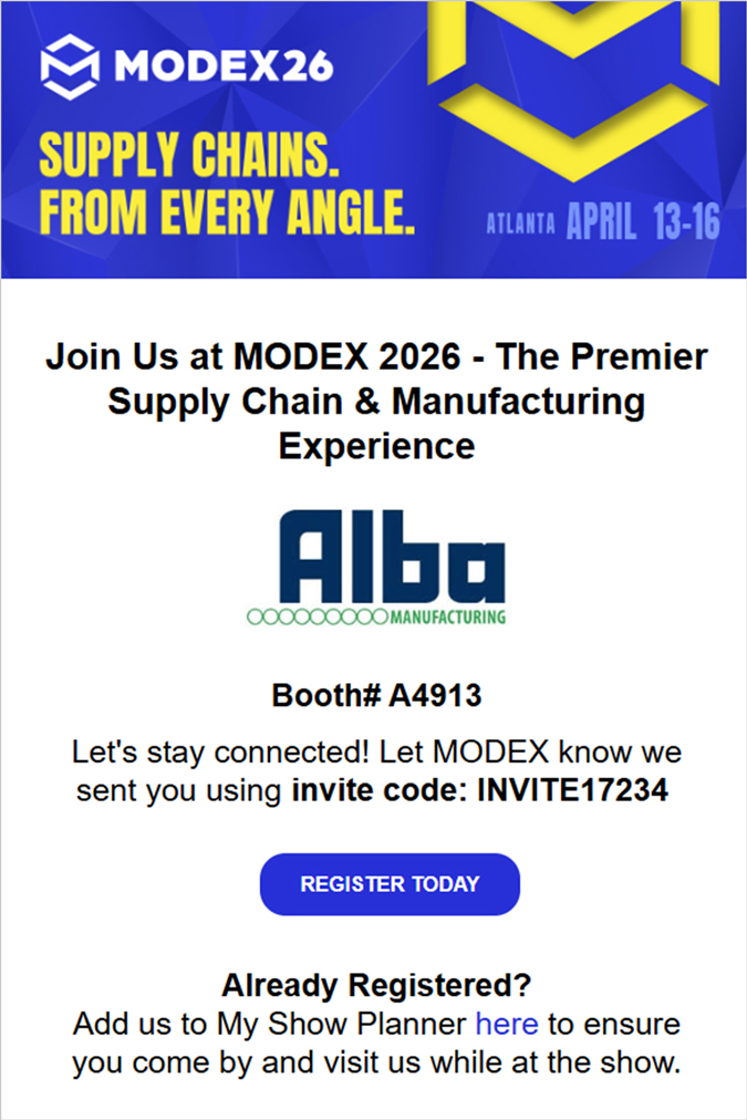 Alba Manufacturing - MODEX Banner